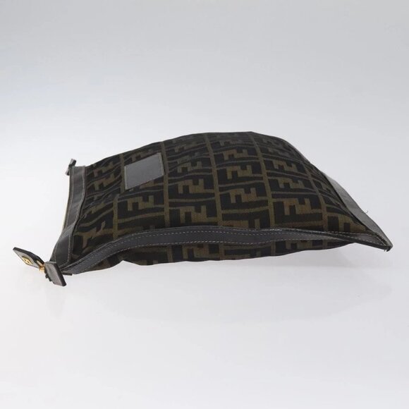 FENDI Zucca Canvas Pouch Black Brown Auth ep9276 - Picture 4 of 15